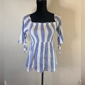 Blue and White Striped Babydoll Shirt